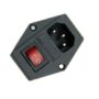 Black Red AC 250V 10A 3 Terminal Power Socket with Fuse Holder